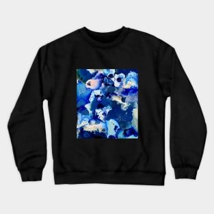 Deep blue  -  Night blue abstract landscape, abstract art, blue ink. Crewneck Sweatshirt